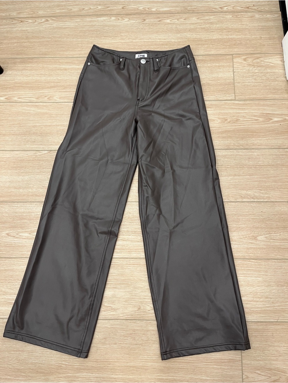 Future Collective Straight-Leg Faux Leather Pants - Black
